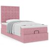 vidaXL Estrutura de cama otomana com colch&otilde;es rosa 90x200cm veludo