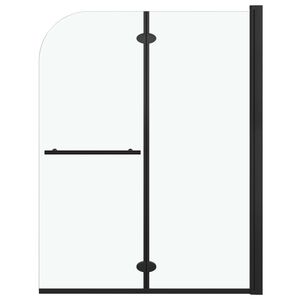 vidaXL Divis&oacute;ria de chuveiro dobr&aacute;vel 2 pain&eacute;is ESG 95x140 cm preto