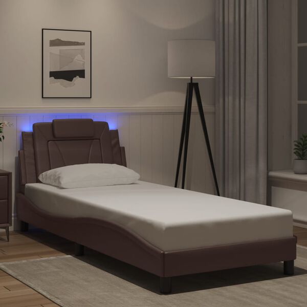 vidaXL Estrutura de cama Viana com LED sem colch&atilde;o 80x200 cm castanho