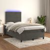vidaXL Cama box spring colch&atilde;o LED 120x190cm couro artif. cinza-escuro