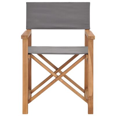 vidaXL Cadeira de realizador em madeira de teca maciça cinzento