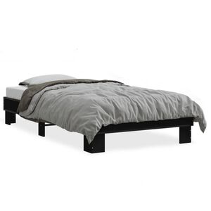 vidaXL Estrutura de cama 90x190 cm derivados de madeira e metal preto