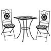 vidaXL 3 pcs conjunto bistro em mosaico azulejos cer&acirc;mica preto/branco