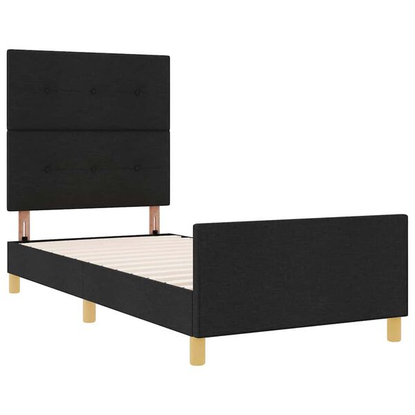 vidaXL Estrutura da Cama com cabeceira Preto 90 x 190 cm tecido