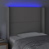 vidaXL Cabeceira cama c/ LED 83x16x118/128cm couro artificial cinzento