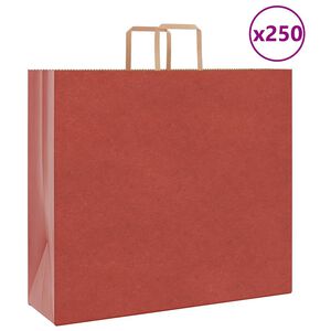 vidaXL Sacos de papel 250 unid com al&ccedil;as vermelhas 54x15x49 cm