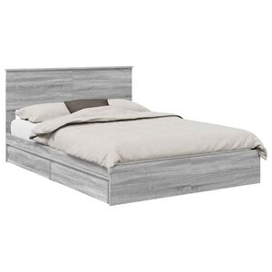 vidaXL Cama com Armazenamento com cabeceira Cinza Sonoma 150 x 200 cm
