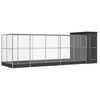 vidaXL Avi&aacute;rio com extens&atilde;o 623x203x216 cm a&ccedil;o prateado