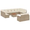 vidaXL 13 pcs conjunto de sof&aacute;s p/ jardim com almofad&otilde;es vime PE bege