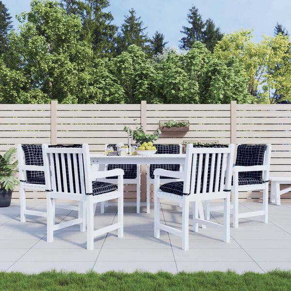 vidaXL Almofad&otilde;es cadeira encosto baixo 6 pcs tecido xadrez preto