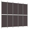 vidaXL Biombo/divis&oacute;ria com 5 pain&eacute;is 250x220 cm tecido castanho
