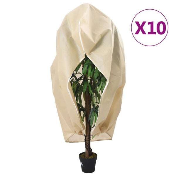 vidaXL Coberturas para plantas com fecho 10 pcs 70 g/m&sup2; 3,14x2,5 m