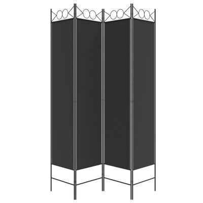vidaXL Biombo/divisória com 4 painéis 160x200 cm tecido preto