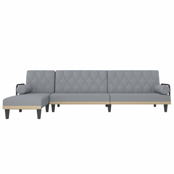 vidaXL Sof&aacute;-cama em forma de L 260x140x70 cm tecido cinzento-claro