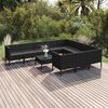 vidaXL 11 pcs conjunto lounge de jardim c/ almofad&otilde;es vime PE preto
