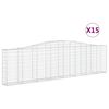 vidaXL Cestos gabi&atilde;o arqueados 15 pcs 400x30x100/120 ferro galvanizado