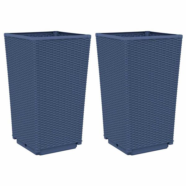 vidaXL Vasos/floreiras 2 pcs 32,5x32,5x57 cm PP cinzento azul