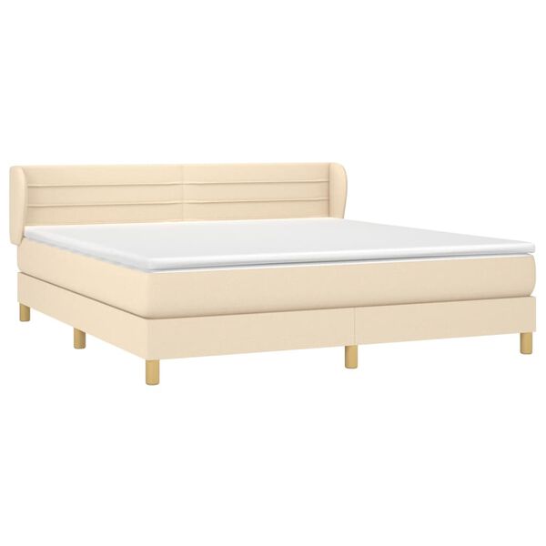 vidaXL Cama com molas/colch&atilde;o 180x200 cm tecido cor creme