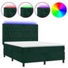 vidaXL Cama box spring c/ colch&atilde;o/LED 140x200 cm veludo verde-escuro