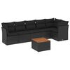 vidaXL 7 pcs conjunto de sof&aacute;s p/ jardim c/ almofad&otilde;es vime PE preto