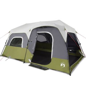 vidaXL Tenda familiar c/ LED 9 pessoas liberta&ccedil;&atilde;o r&aacute;pida verde-claro