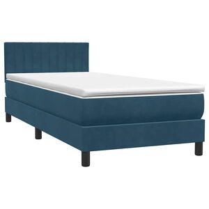 vidaXL Cama com molas/colch&atilde;o 80x220 cm veludo azul-escuro