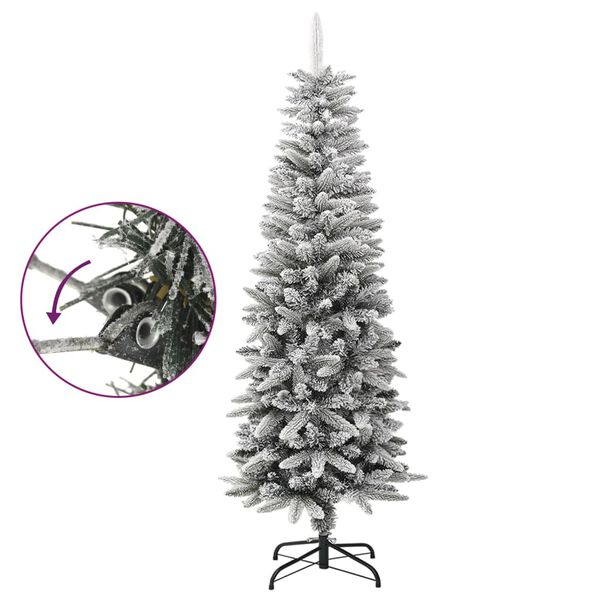 vidaXL &Aacute;rvore de Natal artificial fina com neve PVC e PE 150 cm