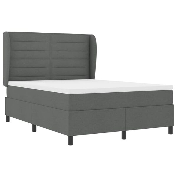 vidaXL Cama Box com colch&atilde;o Cinzento escuro 140 x 190 cm tecido