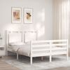 vidaXL Estrutura de cama com cabeceira 140x200cm madeira maci&ccedil;a branco