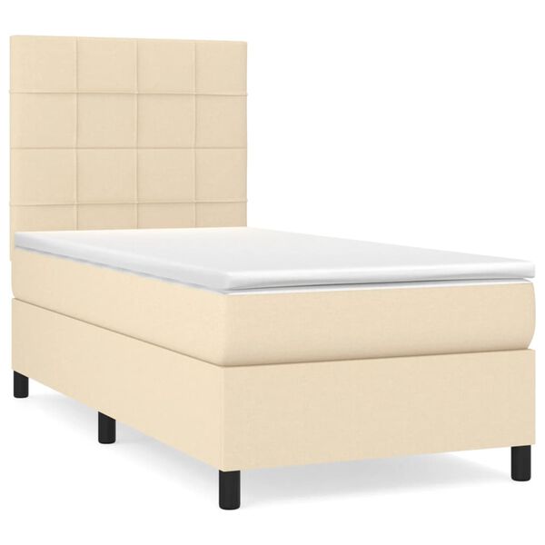 vidaXL Cama com molas/colch&atilde;o 100x200 cm tecido cor creme