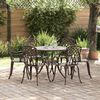 vidaXL Conjunto de Jantar para Jardim 7 pcs Bronze Alum&iacute;nio
