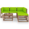 vidaxL 6 pcs conjunto lounge de paletes c/ almofad&otilde;es pinho impregnado