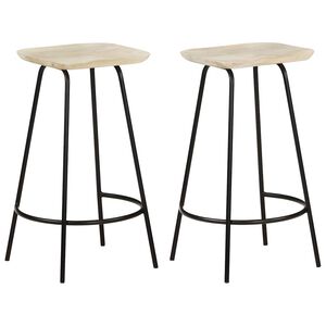 vidaXL Bancos de bar 2 pcs madeira de mangueira maci&ccedil;a