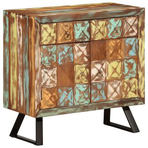 vidaXL Arm&aacute;rio gavetas 70x35x70 cm madeira recuperada maci&ccedil;a multicor
