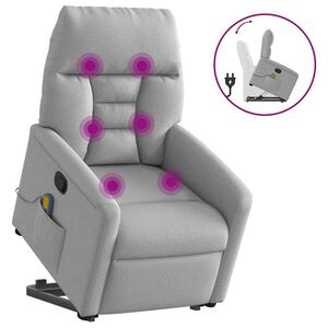 vidaXL Poltrona elevat&oacute;ria de massagens tecido cinzento-nublado