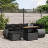 vidaXL 7 pcs conjunto de sof&aacute;s p/ jardim c/ almofad&otilde;es vime PE preto