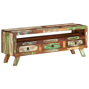 vidaXL M&oacute;vel de TV 110x30x40 cm madeira recuperada maci&ccedil;a multicor