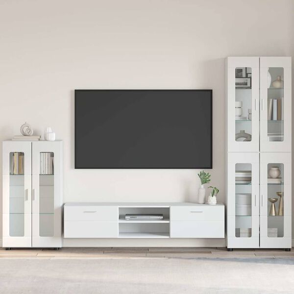 vidaXL Buffet com porta FLORIN Branco Brilhante 55,5 x 29 x 103 cm