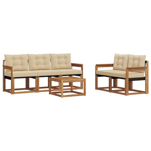 vidaXL Conjunto de Sof&aacute;s para Exterior 6 pcs Natural e Bege