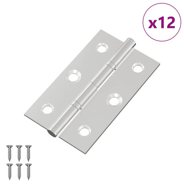 vidaXL Dobradi&ccedil;a Liso 12 pcs Prateado 58 x 35 x 1 mm A&ccedil;o