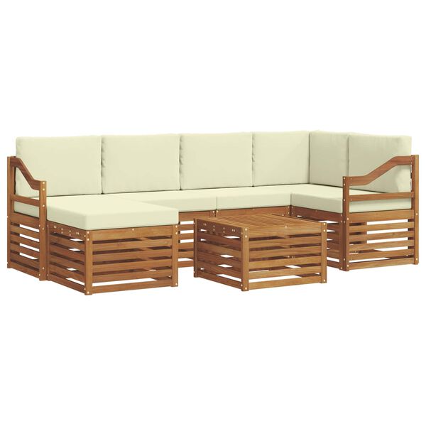 vidaXL Conjunto de Sof&aacute; Sectional com almofada 7 pcs Natural e Creme