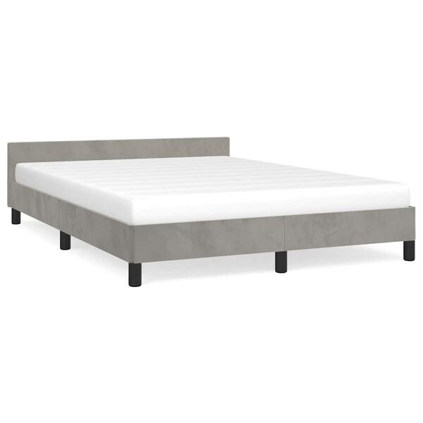 vidaXL Estrutura de cama sem colch&atilde;o 140x200 cm veludo cinzento-claro