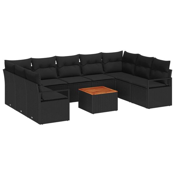 vidaXL Conjunto de Sofá de Jardim 10 pcs Preto