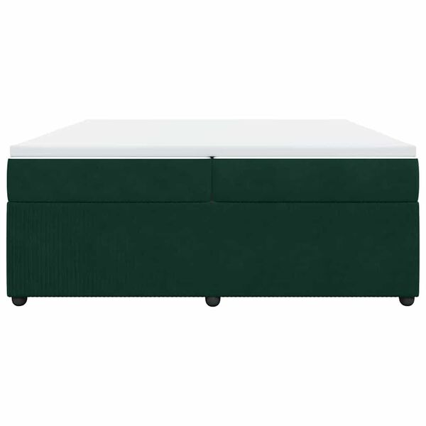 vidaXL Cama com molas/colch&atilde;o 200x200 cm veludo verde-escuro