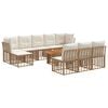 vidaXL Conjunto de Sof&aacute; de Jardim 11 unid. Natural e Branco Creme