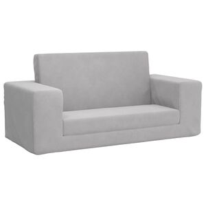 vidaXL Sof&aacute;-cama infantil de 2 lugares pel&uacute;cia macia cinzento-claro