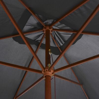 vidaXL Guarda-sol de exterior c/ mastro de madeira 200x300cm antracite