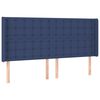vidaXL Cabeceira de cama c/ luzes LED tecido 203x16x118/128 cm azul