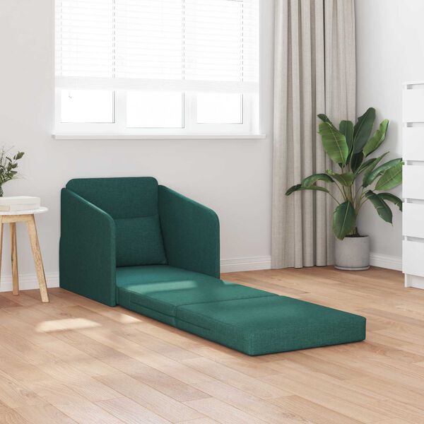 vidaXL Sof&aacute;-Cama 60cm Verde Escuro tecido