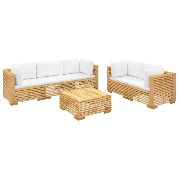 vidaXL 6 pcs conjunto lounge jardim c/ almofad&otilde;es madeira teca maci&ccedil;a